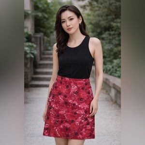 DStudio Red and Black Sequin detailing skirt size 10